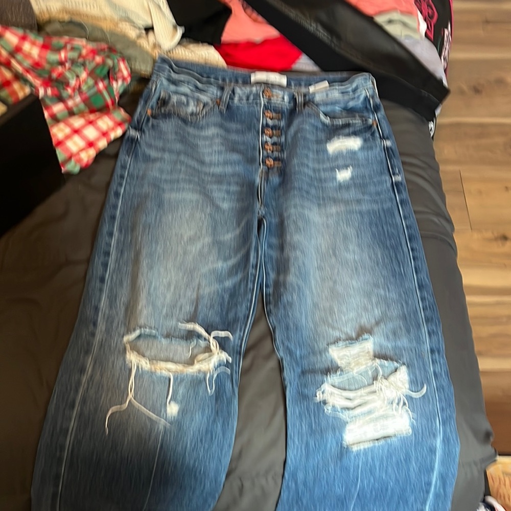 Kancan high waisted distressed button up jeans